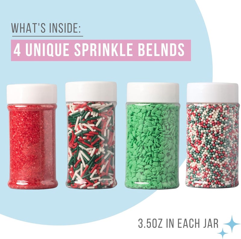 Sweets Indeed Christmas Sprinkles Mix – 10.90 oz Holiday Blend | Edible Jimmies, Nonpareils & Sugar Pearls - Image 2